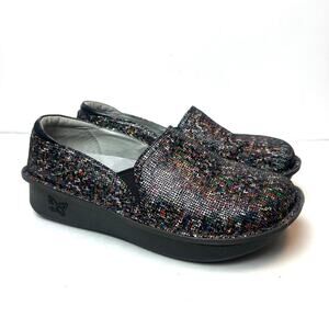 Alegria Debra Slip-On Clogs Black Multicolor Nursing Comfort Shoes Size 7/7.5